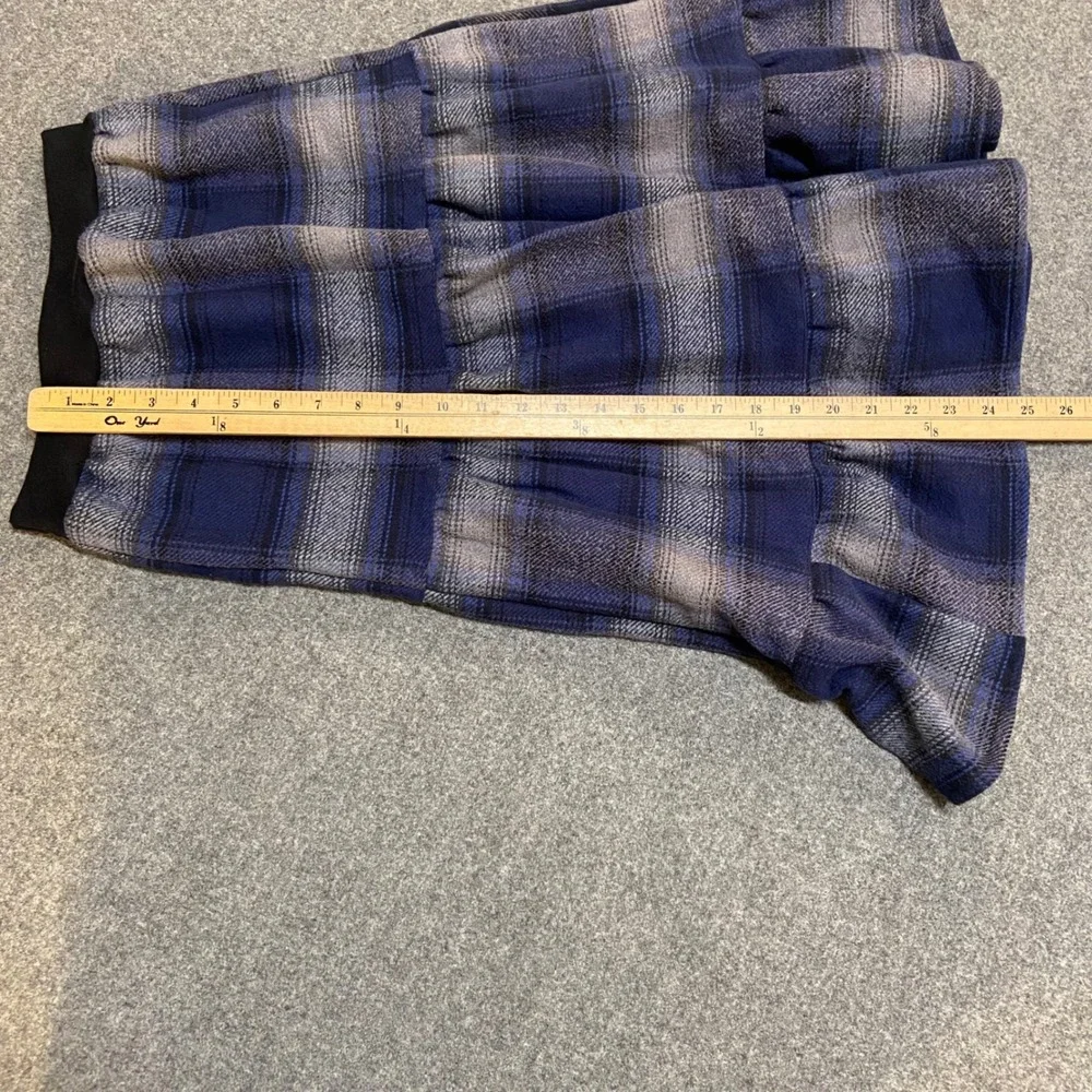Girls Flannel Mom and Pop's Kids Maxi Skirt Size 8 Blue Plaid Upcycled Tiered